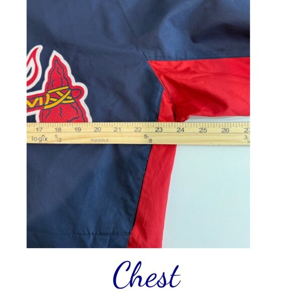 Atlanta Braves Men’s Large Authentic MLB Windbreaker Navy & Red Pullover - Picture 6 of 7